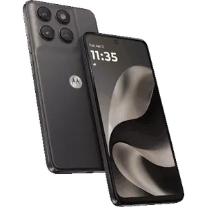 Motorola Moto G77 Power in Pantone Impenetrable, back and front views, showing the camera module and the 6.72-inch screen
