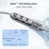 boAt Rockerz Trinity wireless neckband earphones in Kutch White, remote close-up, ENx call noise reduction