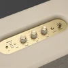 Marshall Woburn III Bluetooth home speaker in Cream, brass control panel close-up