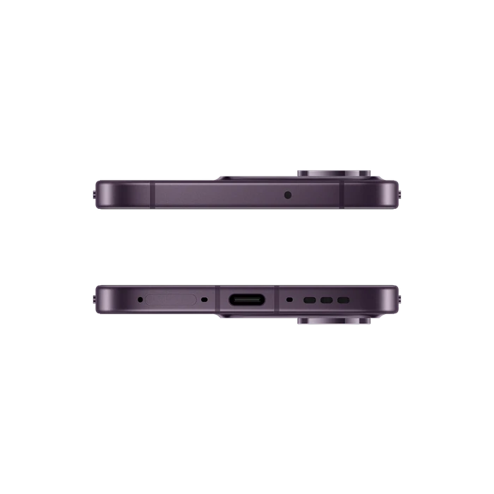 OPPO Reno16 5G in Twilight Violet, top and bottom edges with the USB Type-C port