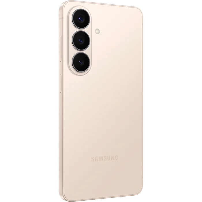 Samsung Galaxy S26 in Pink Gold, angled back view