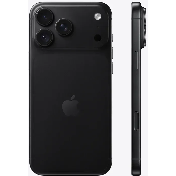 Apple iPhone 18 Pro Max in Black, back view and side profile showing the buttons