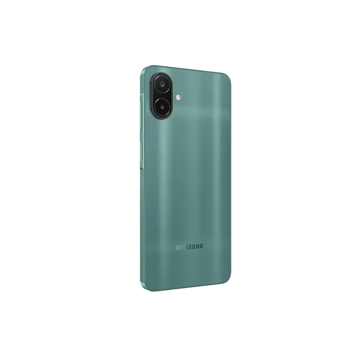 Samsung Galaxy A08 4G in Green, angled back view