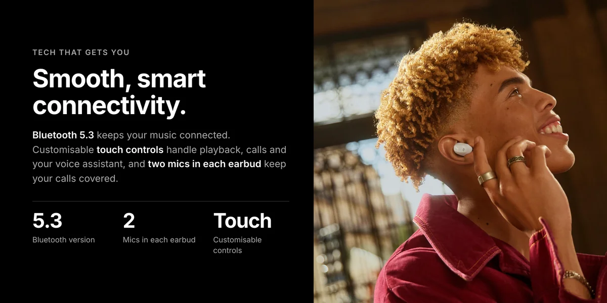 Sennheiser Accentum True Wireless Bluetooth 5.3, touch controls and two mics in each earbud