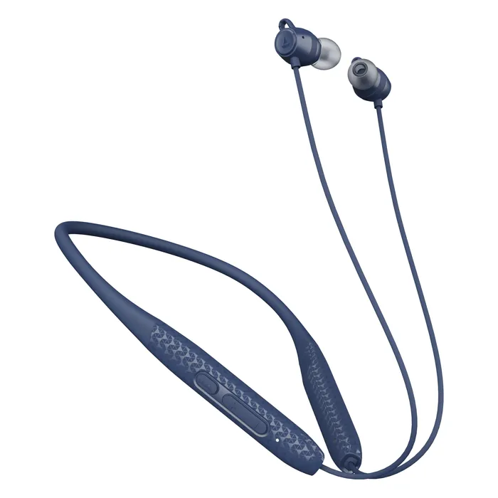 boAt Rockerz 255 Max wireless neckband earphones in Space Blue, full neckband with the inline remote and magnetic earbuds