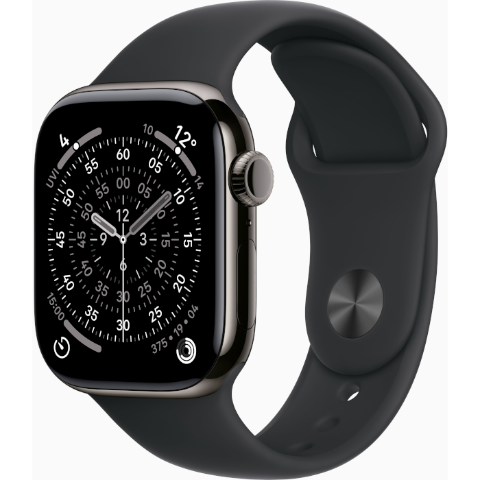 Watch Series 11 GPS + Cellular 42mm Slate Titanium Case with Black Sport Band - M/L