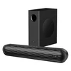 boAt Aavante Lyric 2.1 channel soundbar in Premium Black, angled front view with the wired subwoofer