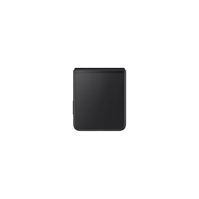 Samsung Galaxy Z Flip 3 in Phantom Black, folded, back view of the lower half