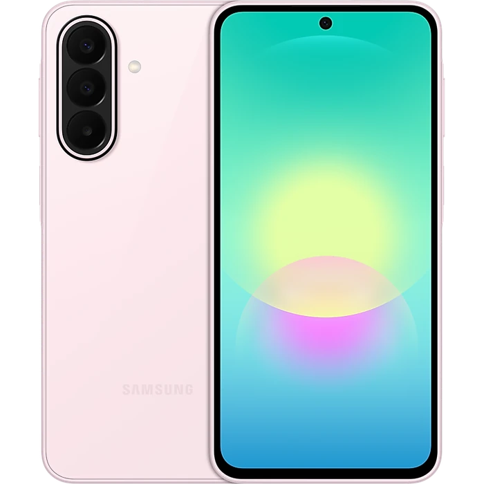 Samsung Galaxy A27 5G in Light Pink, back and front views