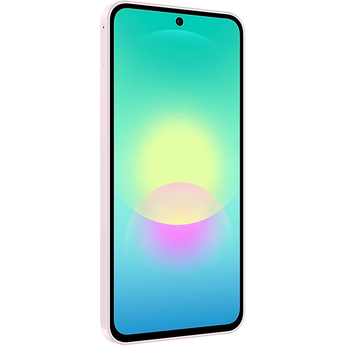 Samsung Galaxy A27 5G in Light Pink, angled front view from the left