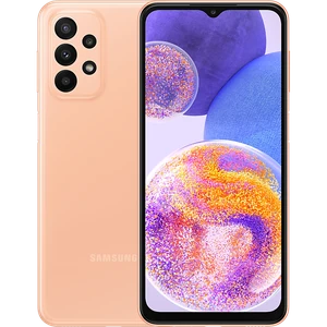 Samsung Galaxy A23 4G in Orange, back view and front screen