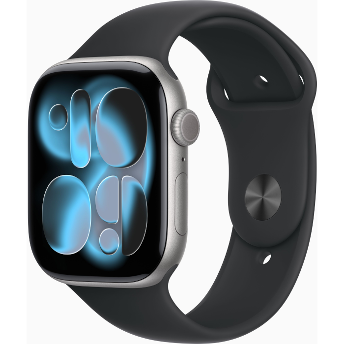 Watch Series 11 GPS + Cellular 46mm Space Grey Aluminium Case with Black Sport Band - S/M