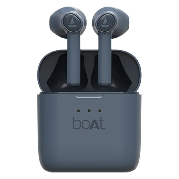 boAt Airdopes 131 true wireless earbuds in Midnight Blue, earbuds in the open charging case