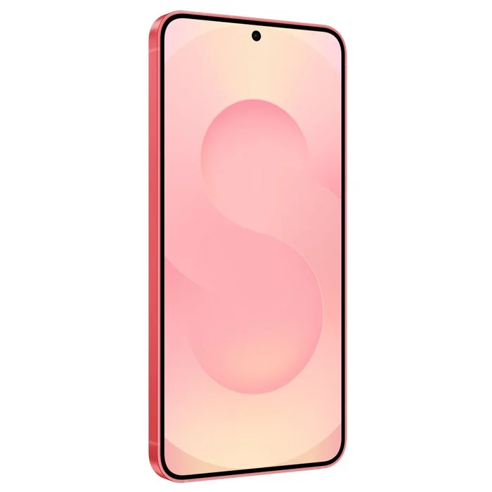 Samsung Galaxy S25 in Coralred, angled front view