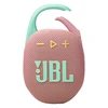 JBL Clip 5 portable Bluetooth speaker in Pink, carabiner open