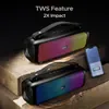 boAt Stone 580 portable Bluetooth speaker in Midnight Black, two speakers paired in TWS mode with a phone