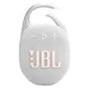JBL Clip 5 portable Bluetooth speaker in White, carabiner open