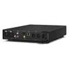 Sennheiser HDV 820 headphone amplifier and DAC in Black, angled rear view of the inputs and outputs