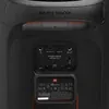 JBL PartyBox Stage 320 portable Bluetooth party speaker in Black, rear input panel with two 6.35 mm jacks, USB-A and AUX