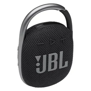 JBL Clip 4 portable Bluetooth speaker in Black, angled front view