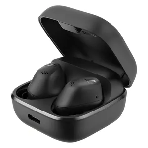 Sennheiser Accentum True Wireless noise cancelling earbuds in Black, earbuds in the open charging case