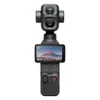 DJI Osmo Pocket 4P Vlog Combo Dual-Camera Gimbal Vlogging Camera with DJI Mic Mini 2, front view with the screen turned for horizontal shooting