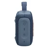 JBL Go 4 portable Bluetooth speaker in Blue, side panel with Power, Bluetooth and Auracast buttons