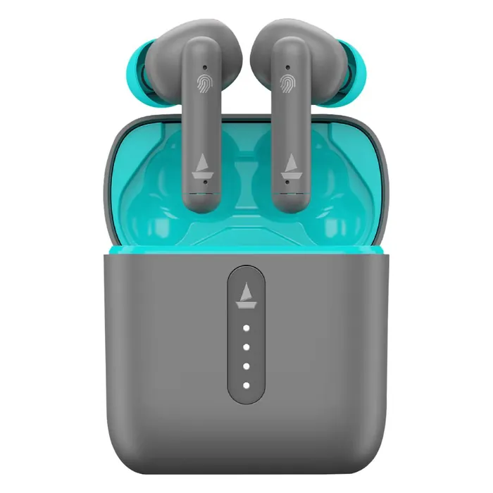 boAt Airdopes 148 true wireless earbuds in Cyan Cider, earbuds in the open charging case