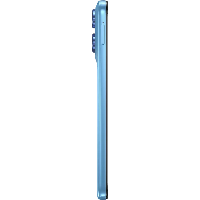 Motorola Moto G Max 5G in Pantone Alaskan Blue, side view with the buttons
