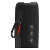 JBL Flip 7 portable Bluetooth speaker in Black, carabiner on the PushLock mount beside the Bluetooth, power and Auracast buttons