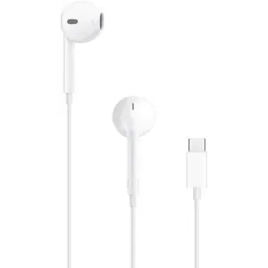 Apple EarPods (USB-C) in White, both earbuds with the cable and USB-C connector
