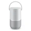 Bose Portable Smart Speaker with Alexa in Luxe Silver, front view with the carry handle up