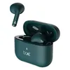 boAt Airdopes Ace true wireless earbuds in Davys Green, open case with an earbud, Insta Wake 'n' Pair