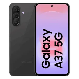 Samsung Galaxy A37 5G in Awesome Charcoal, back and front views