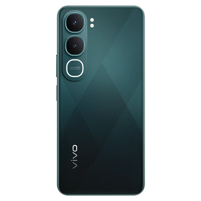 Vivo Y31 5G in Coral Green, back view of the dual camera module and Dynamic Light