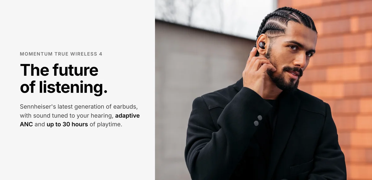 Sennheiser Momentum True Wireless 4 earbuds with adaptive ANC and up to 30 hours of playtime