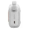 JBL Go 4 portable Bluetooth speaker in White, side view with USB-C charging port