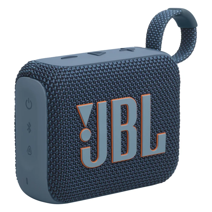 JBL Go 4 portable Bluetooth speaker in Blue, angled front view