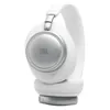 JBL Live 780NC noise cancelling headphones in White, folded, side view of an ear cup