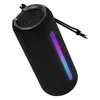 boAt Stone Spinx Pro portable Bluetooth speaker in Midnight Black, angled view with the RGB strip lit and the carry strap