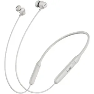boAt Rockerz Zen ANC in Ivory White, front view of the neckband and earbuds