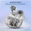boAt Airdopes 191 ANC true wireless earbuds in Pellucid White, earbuds above the case, Ambient Mode