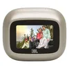 JBL Live Beam 4 noise cancelling earbuds in Sand, case touchscreen showing a photo wallpaper